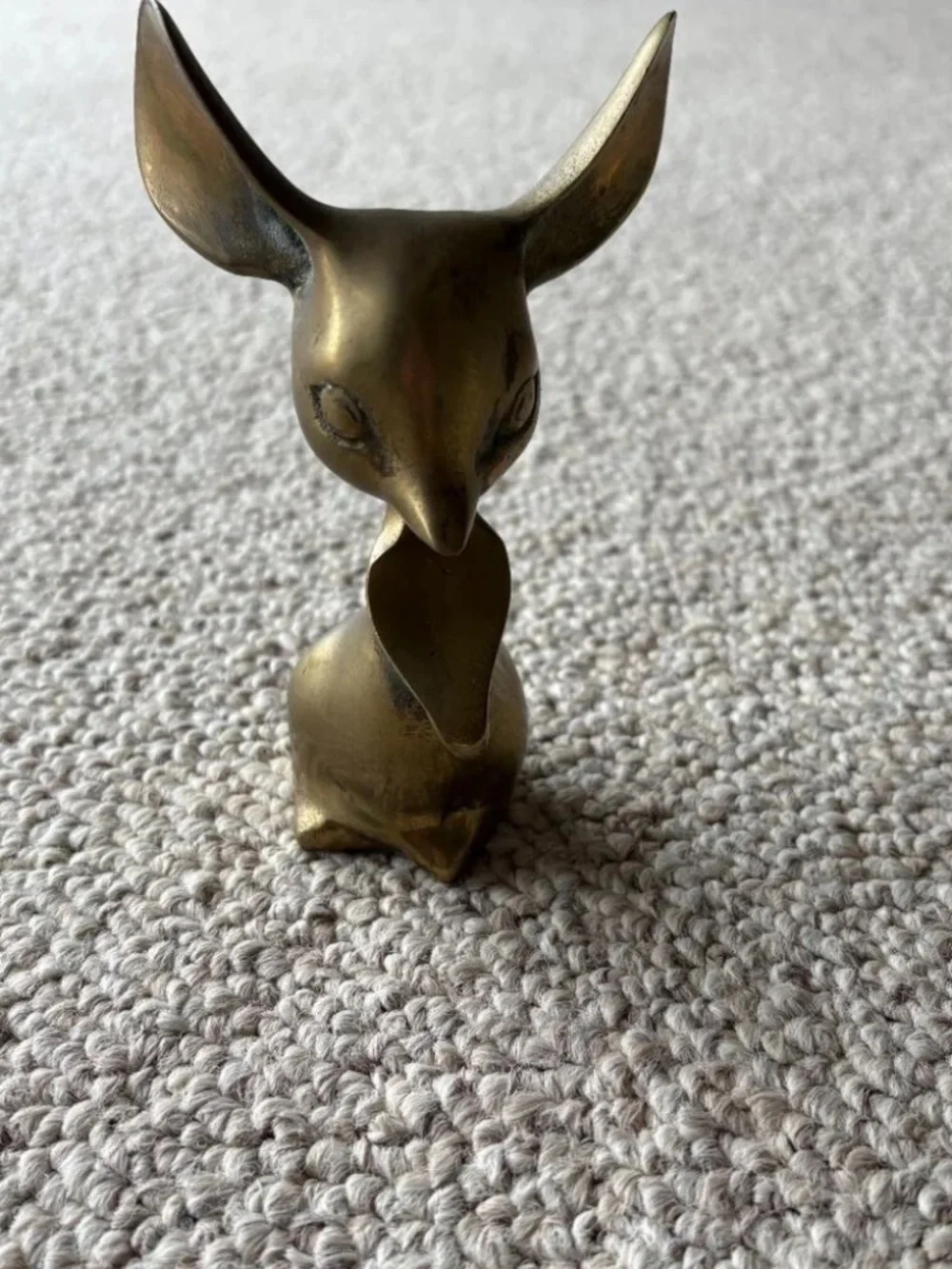 Vintage MCM Brass Animal Figurine Abstract Mouse Atomic Decor Desk Office